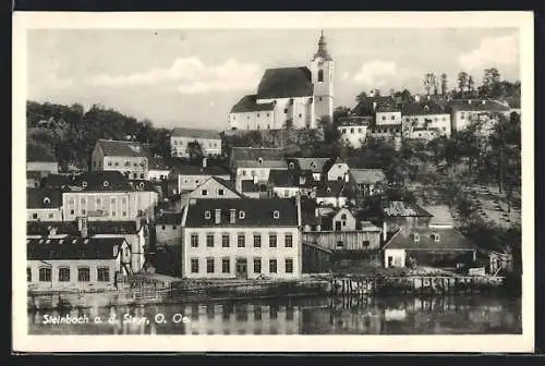 AK Steinbach a. d. Steyr, Ortspartie am Flussufer