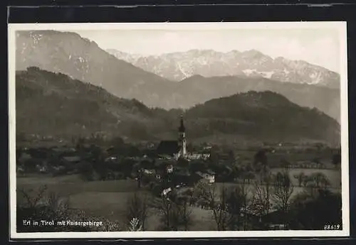 AK Erl in Tirol, Gesamtansicht mit Kaisergebirge