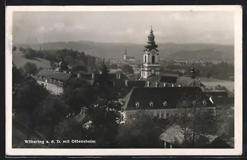 AK Wilhering a. d. D., Ortsansicht mit Ottensheim