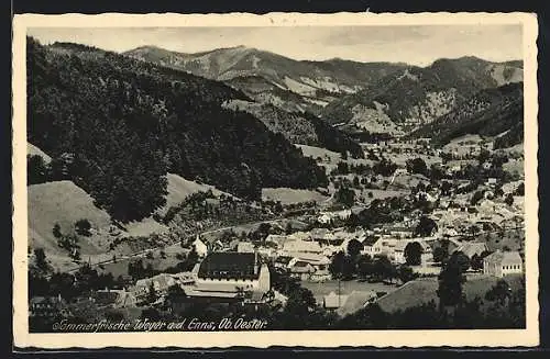 AK Weyer a. d. Enns, Ortsansicht mit Umgebung, von oben gesehen