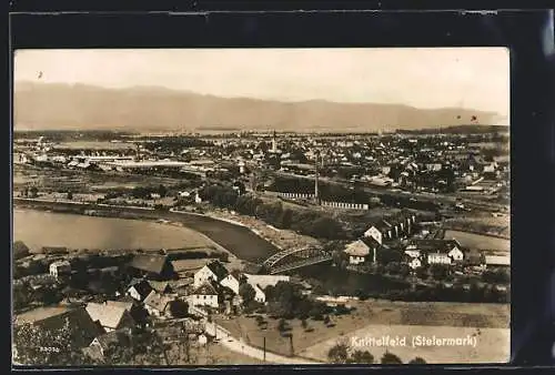 AK Knittelfeld /Steiermark, Gesamtansicht mit Fluss aus der Vogelschau