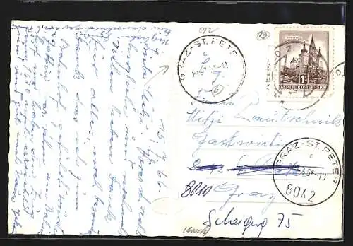 AK Knittelfeld /Stmk., Blick über den Kapuzinerplatz