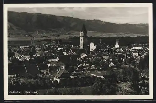 AK Judenburg /Steiermark, Ortsansicht mit Kirche aus der Vogelschau