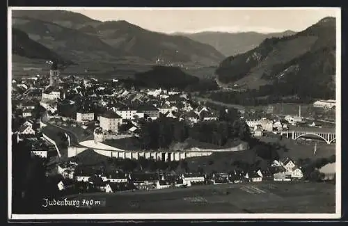 AK Judenburg, Gesamtansicht mit Viadukt und Kirche