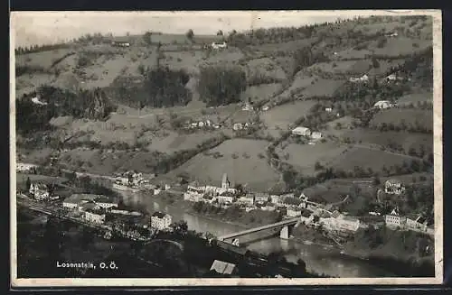 AK Losenstein /O.-Ö., Ortsansicht am Fluss mit der Brücke