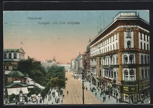 AK Hannover, Georgstrasse mit Cafe Kröpcke