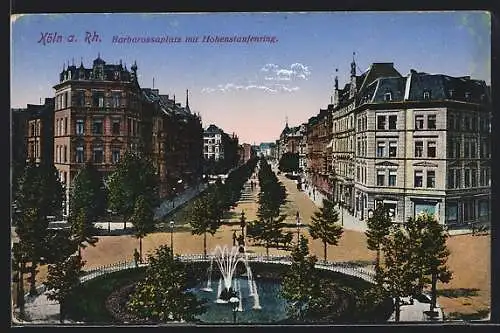 AK Köln-Neustadt, der Barbarossaplatz mit dem Hohenstaufenring