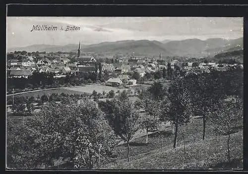 AK Müllheim i. Baden, Teilansicht mit Kirche