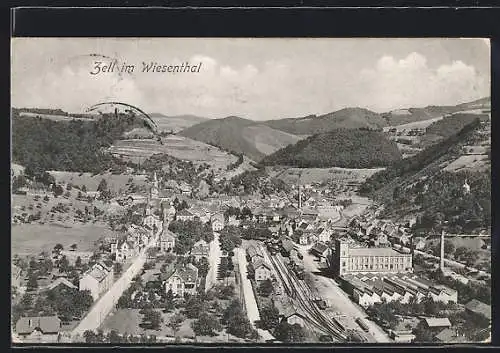 AK Zell im Wiesenthal, Teilansicht mit Bahnhof