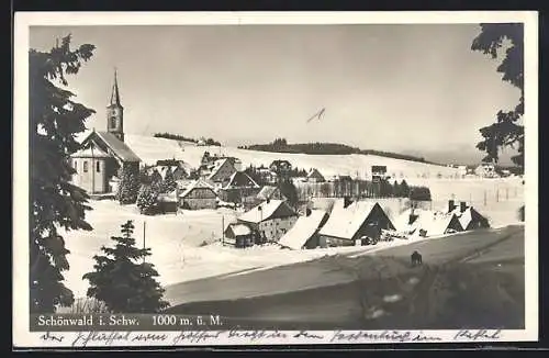 AK Schönwald / Schwarzwald, Ortsansicht im Winter