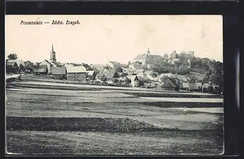 AK Frauenstein /Sächs. Erzgeb., Teilansicht mit Ruine