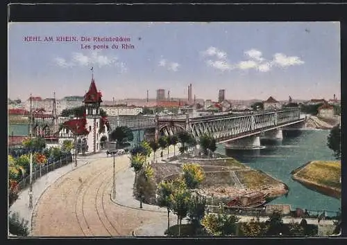 AK Kehl / Rhein, Rheinbrücke aus der Vogelschau