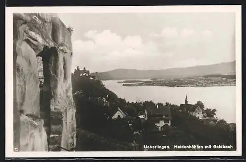 AK Überlingen / Bodensee, Heidenhöhlen mit Goldbach