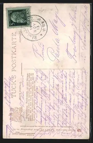 AK Regensburg, Moltkeplatz mit Römerturm & Herzogshof