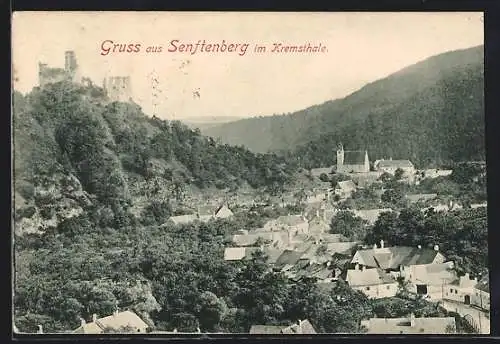 AK Senftenberg im Kremsthale, Teilansicht mit Ruine