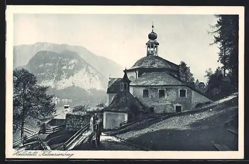 AK Hallstatt, Kalvarienberg mit Kirche