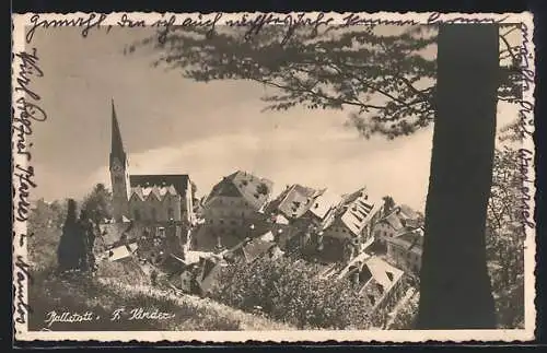 AK Hallstatt, Ortspartie mit Kirche