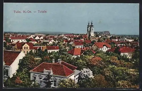 AK Tulln, Ortsansicht mit Kirche aus der Vogelschau