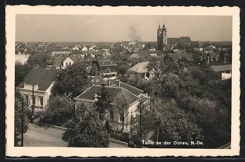 AK Tulln a. d. Donau, Ortsansicht mit Kirche aus der Vogelschau