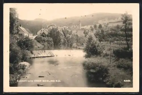 AK Ober Meisling /N.-D., Flusspartie mit Blick auf die Kirche