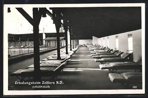 AK Zeillern, Erhohlungsheim Zeillern, Liegehalle, Betten