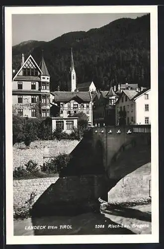 AK Landeck, Ortsansicht mit Kirche