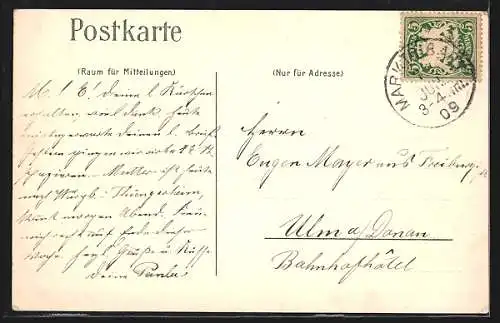 Lithographie Abtswind, Partie am Jagdschloss Friedrichsberg