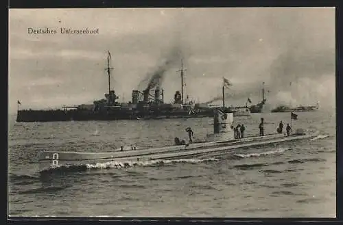 AK deutsches U-Boot in Begleitung anderer Schiffe