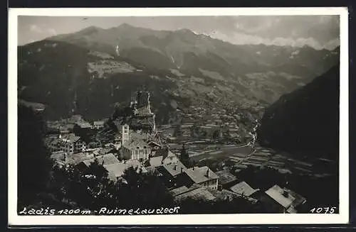 AK Ladis, Ortsansicht mit der Ruine Landeck