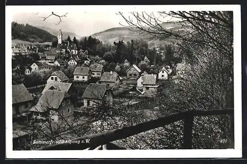 AK Aspang, Blick zum Ort hinab vom Hang aus