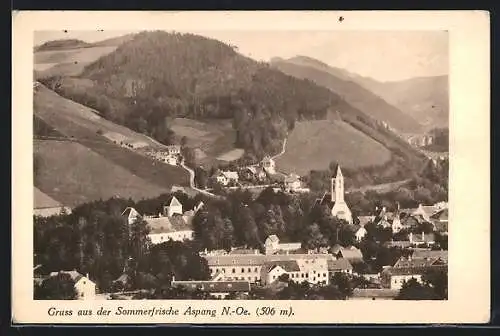 AK Aspang /N.-Oe., Teilansicht mit Kirche