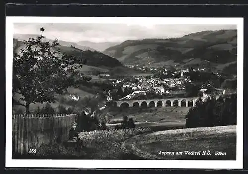 AK Aspang, Ortsansicht mit Brücke
