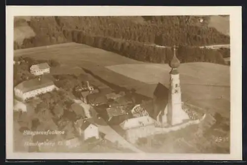 AK Handenberg, Blick auf die Kirche, Fliegeraufnahme