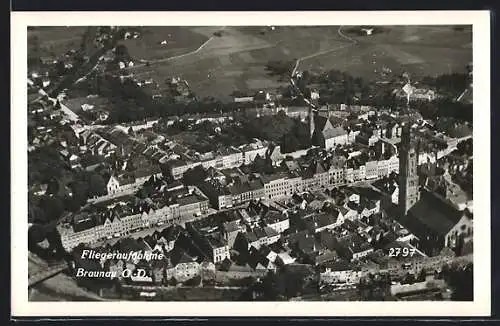 AK Braunau am Inn, Ortsansicht aus der Vogelschau