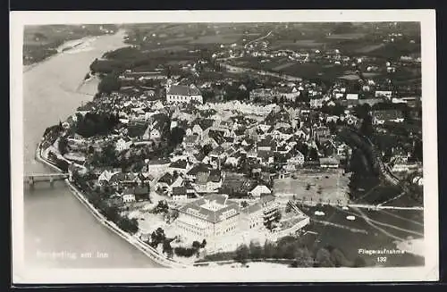 AK Schärding am Inn, Fliegeraufnahme des Ortes