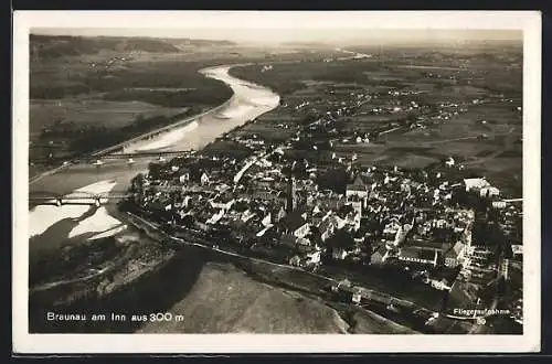 AK Braunau am Inn, Fliegeraufnahme der Ortschaft