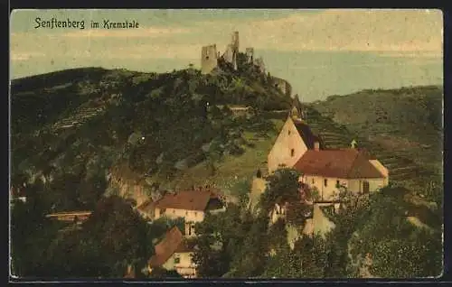 AK Senftenberg im Kremstale, Panorama mit Ruine
