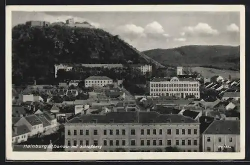 AK Hainburg a. d. Donau, Teilansicht mit Schlossberg