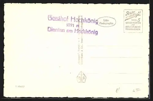 AK Dienten bei Lend, Ortspartie mit Kirche gegen Hochkönig