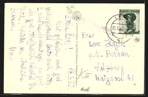 AK Dienten, Teilansicht mit Gasthof zum Hochkönig im Schnee