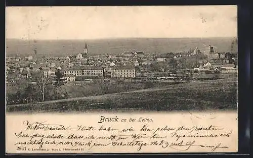 AK Bruck an der Leitha, Teilansicht mit Kirche