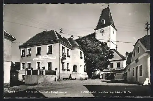 AK Maria Laach am Jauerling, Gasthof und Fleischhauerei Karl Ringl