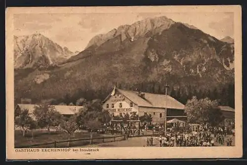 AK Innsbruck, Gasthaus Rechenhof mit Alpenpanorama