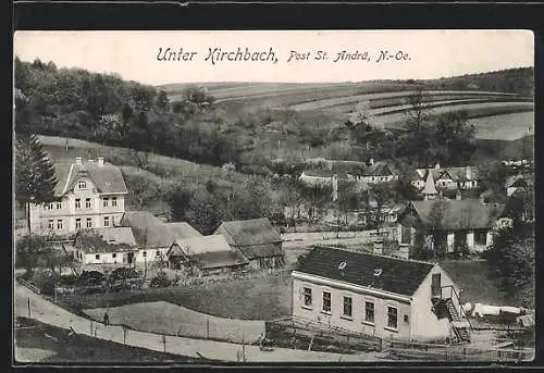 AK Unter-Kirchbach, Ortspartie aus der Vogelschau