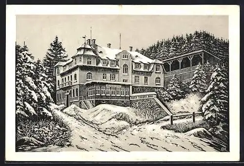 AK Mönichkirchen, Hotel-Pension Mönichkirchnerhof im Schnee
