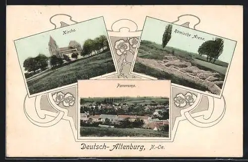 AK Deutsch Altenburg, Panorama, Kirche, römische Arena