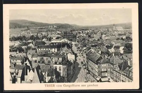 AK Trier, Strassenpartie vom Gangolfturm aus gesehen