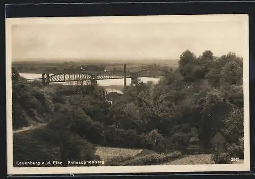 AK Lauenburg /Elbe, Philosophenberg, Blick zur Brücke