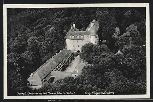 AK Brakel /Kr. Höxter, Schloss Hinnenburg vom Flugzeug aus gesehen