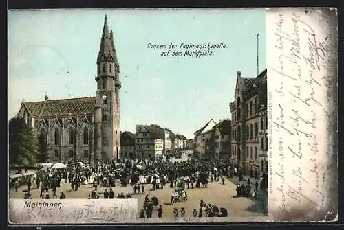 AK Meiningen, Konzert der Regimentskapelle auf dem Marktplatz